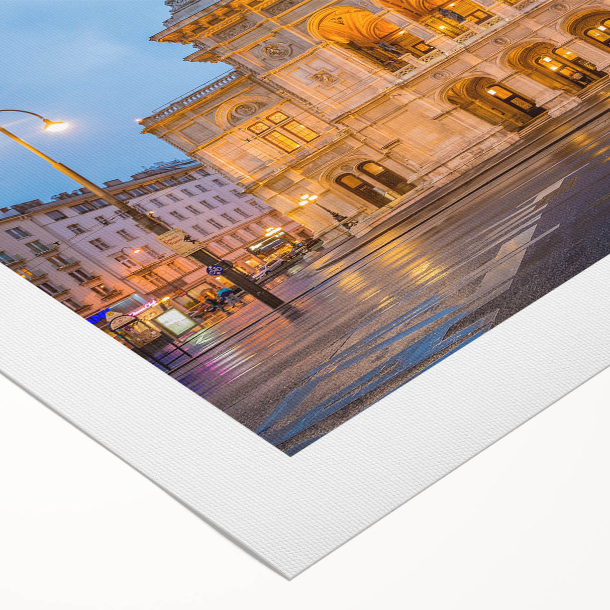 Art deco poster of a European Austrian landscape in muted earth tones on rolled canvas, suitable for dining room decor.
