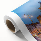 Art Deco poster of European scenery in pastel hues on rolled canvas, ideal for nursery wall art.