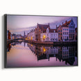 Black and white landscape painting of a European countryside on framed canvas, ideal for vintage bedroom decor.