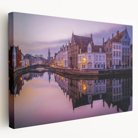 Scenic European landscape on stretched canvas, featuring muted earth tones, ideal for kitchen wall art.