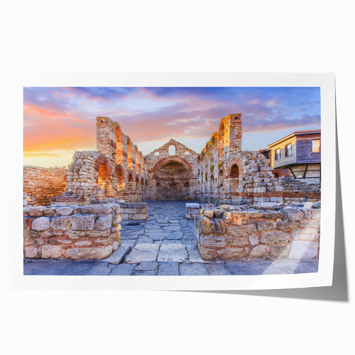 Extra large rolled print of European Bulgarian scenery with vibrant floral elements, ideal for art wall dining room.