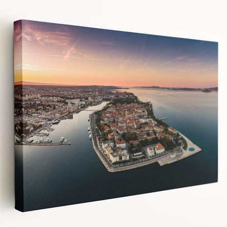 Large canvas print of a Croatian landscape in muted earth tones, ideal for kitchen wall art.
