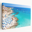 Large canvas print of a European Cyprus landscape in muted earth tones, suitable for kitchen wall art.