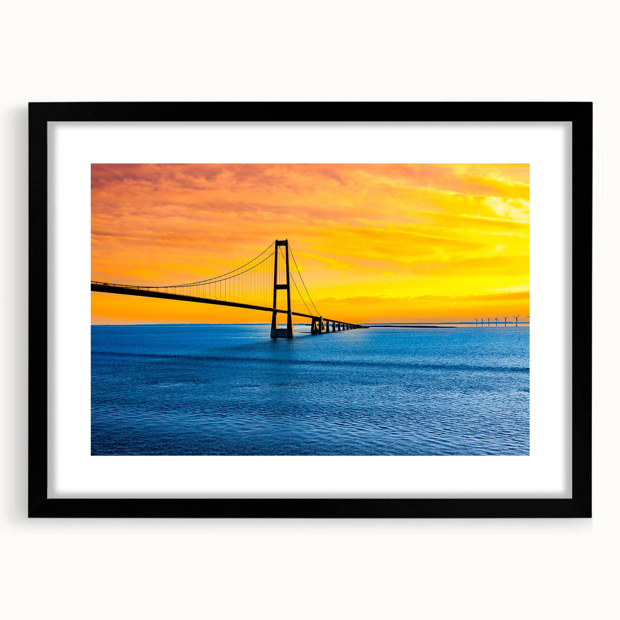 Abstract art print of a Danish landscape in vibrant colors on a textured, extra large canvas, ideal for living room decor.