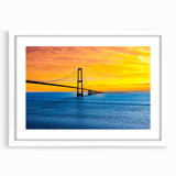 Textured abstract art print of a European scenery in muted earth tones, framed with a white mat, ideal for bedroom decor.