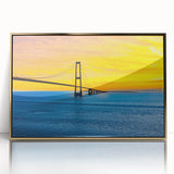 Art deco poster of a European Denmark scenery in gold tones on framed acrylic, ideal for modern art wall decor.