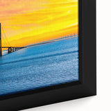 Close-up of extra large framed canvas featuring a textured, colorful European scenery in black, ideal for living room decor.