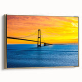 Framed canvas depicting a vintage-style Danish landscape in black and gold tones, ideal for bedroom wall art.