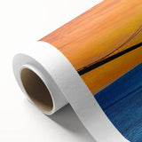 Art deco poster of a serene Danish landscape in soft pastel shades on rolled canvas, ideal for nursery wall art.