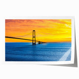 Extra large rolled print of a Danish scenery in muted green and blue tones, ideal for art wall dining room.