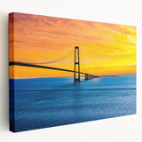 Large stretched canvas depicting a serene European village scene in soft pastel shades, ideal for kitchen wall art.