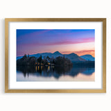 Abstract art print of Cumbria landscape in muted earth tones, framed in gold, suitable for dining room decor.