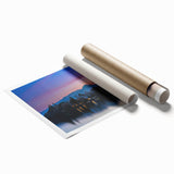 Extra large rolled print featuring a serene Cumbria landscape with lush greenery and soft blue skies.