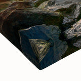 Large art of the London skyline in black and white on stretched canvas, suitable for bedroom wall decor.