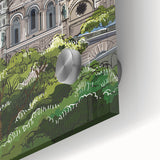 Large abstract art print of Paris scenery in muted earth tones on acrylic glass, ideal for dining room ambiance.
