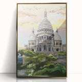 Art Deco style Parisian skyline in gold and black tones on framed acrylic, suitable for modern art wall decor.