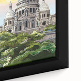 Extra large black wall art featuring a textured Paris scenery in vibrant, colorful art on framed canvas.