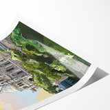 Extra large wall art depicting line art flowers in muted tones on a rolled print, suitable for large living room decor.