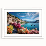 Textured abstract art print depicting a serene Provence landscape in muted earth tones on a framed white mat.