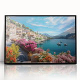 Large abstract wall art depicting a Provence scenery in earth tones on a framed acrylic, ideal for modern living room decor.