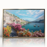 Art deco poster of French Provence landscape in muted earth tones on framed acrylic, suitable for modern art wall decor.