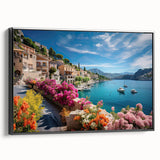 Black and white landscape art painting of Provence, France on framed canvas, ideal for bedroom wall decor.