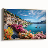 Framed canvas depicting a vintage-style landscape of Provence, France, in muted earth tones, ideal for bedroom wall art.