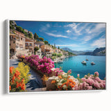 Vintage poster art of a Provence, France scenery in vibrant colors on a large framed canvas, ideal for living room decor.