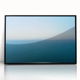 Large abstract wall art featuring a stylized South of France scenery in muted earth tones, framed in black acrylic.
