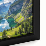 Extra large framed canvas featuring a textured depiction of a Bavarian landscape in black with colorful art accents.