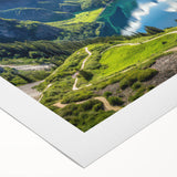 Art deco poster of Bavarian landscape in muted earth tones on rolled canvas, ideal for dining room decor.