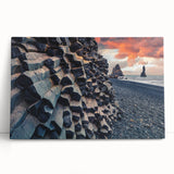 Black and white photograph of a serene Icelandic landscape on large stretched canvas, ideal for kitchen wall art.
