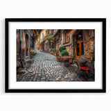 Extra large framed wall art of a colorful abstract interpretation of Rome, with textured brush strokes.