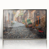 Large art print of Rome scenery in muted earth tones on a silver-framed acrylic, ideal for modern art wall decor.