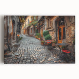 Black and white stretched canvas featuring a panoramic view of Rome, ideal for kitchen wall art.