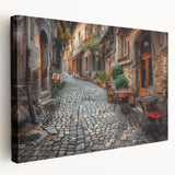 Panoramic view of Rome with historic architecture in muted earth tones on stretched canvas, suitable for kitchen wall art.