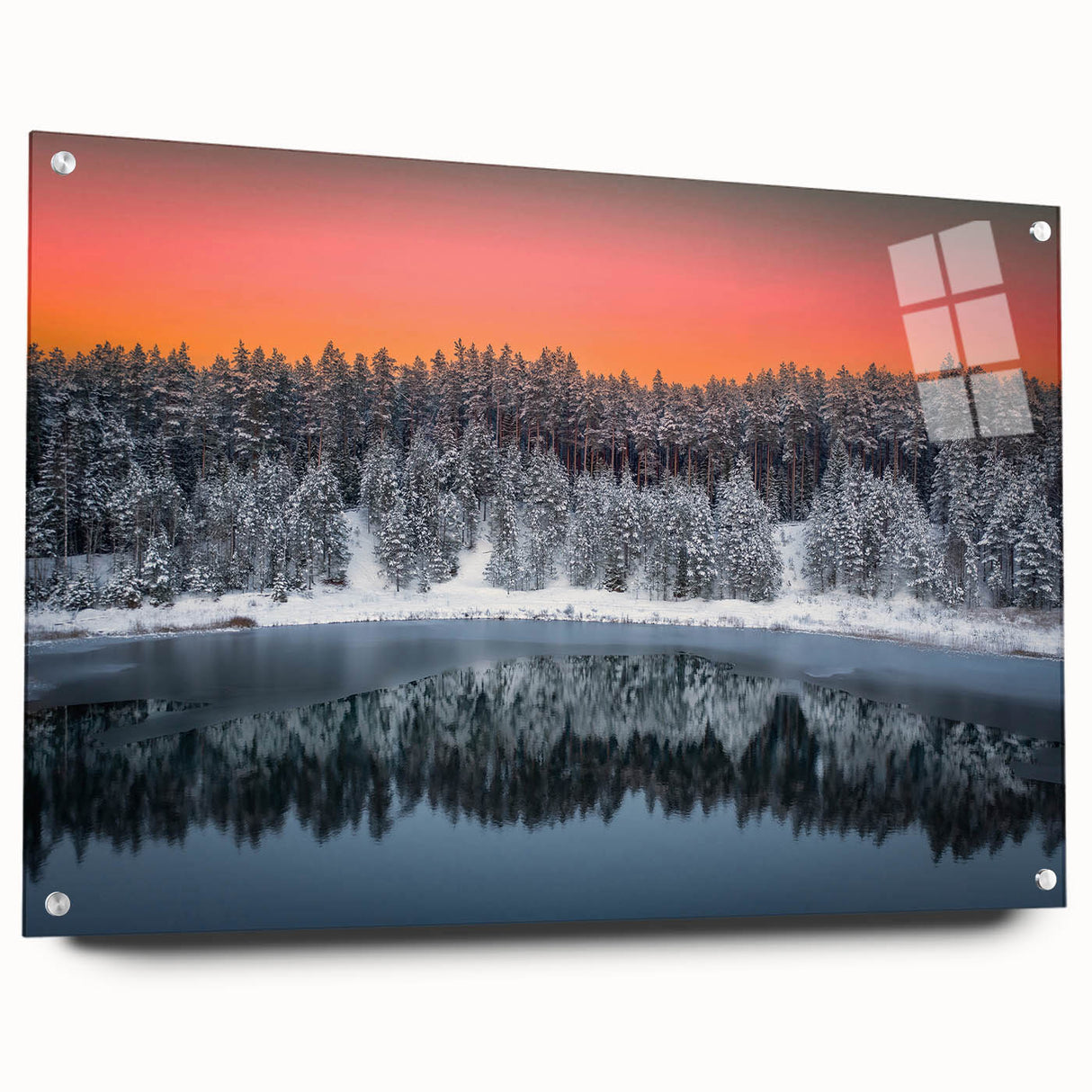 Large abstract wall art of a European landscape in muted earth tones on acrylic glass.