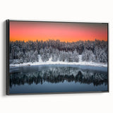 Black and white vintage poster art on framed canvas depicting a serene Latvian landscape, ideal for bedroom decor.