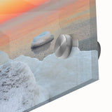 Large abstract wall art depicting a Lithuanian landscape in muted earth tones on acrylic glass, ideal for dining room art.