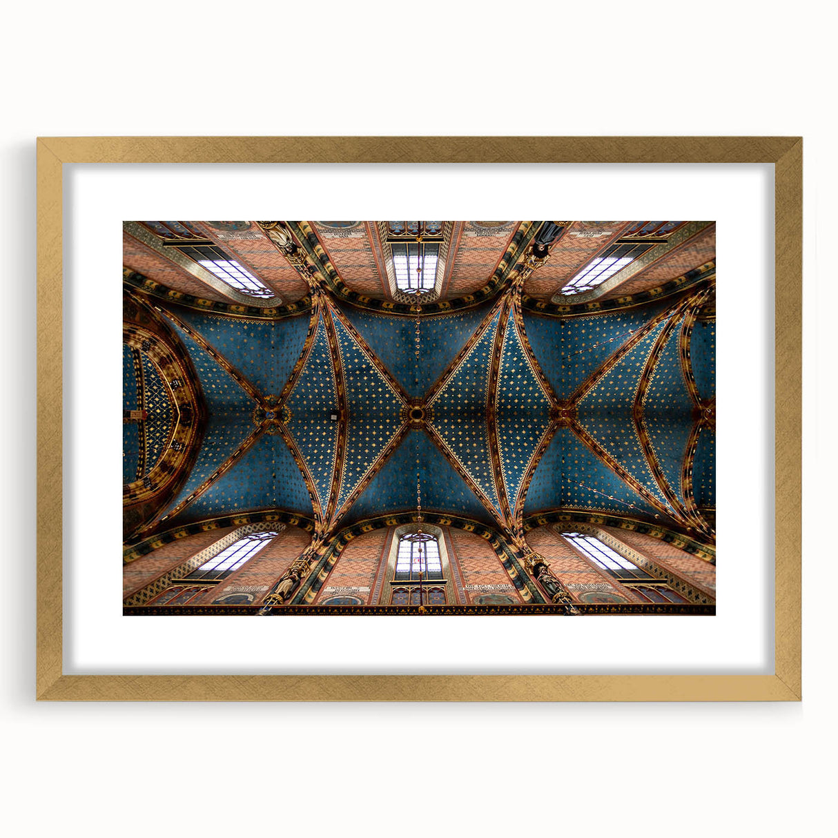 Abstract art print of a European landscape in muted earth tones on a framed canvas, ideal for dining room decor.