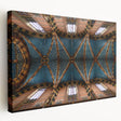 Large stretched canvas depicting a European cityscape in muted earth tones, suitable for kitchen wall art.