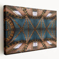 Large stretched canvas depicting a European cityscape in muted earth tones, suitable for kitchen wall art.