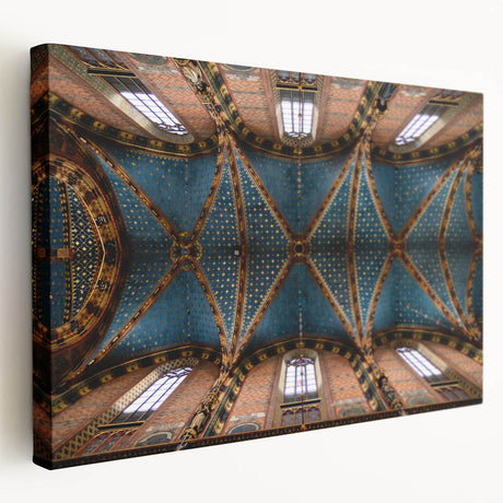 Large stretched canvas depicting a European cityscape in muted earth tones, suitable for kitchen wall art.