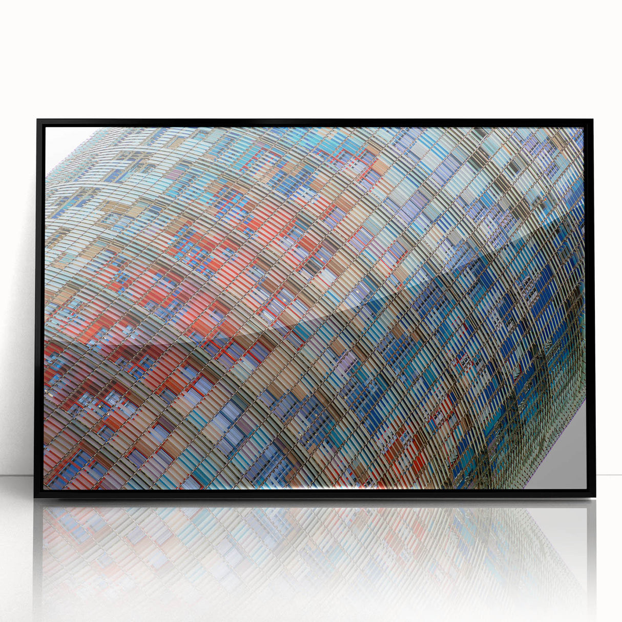 Large abstract wall art of Barcelona scenery in muted earth tones on framed acrylic, suited for modern art wall decor.
