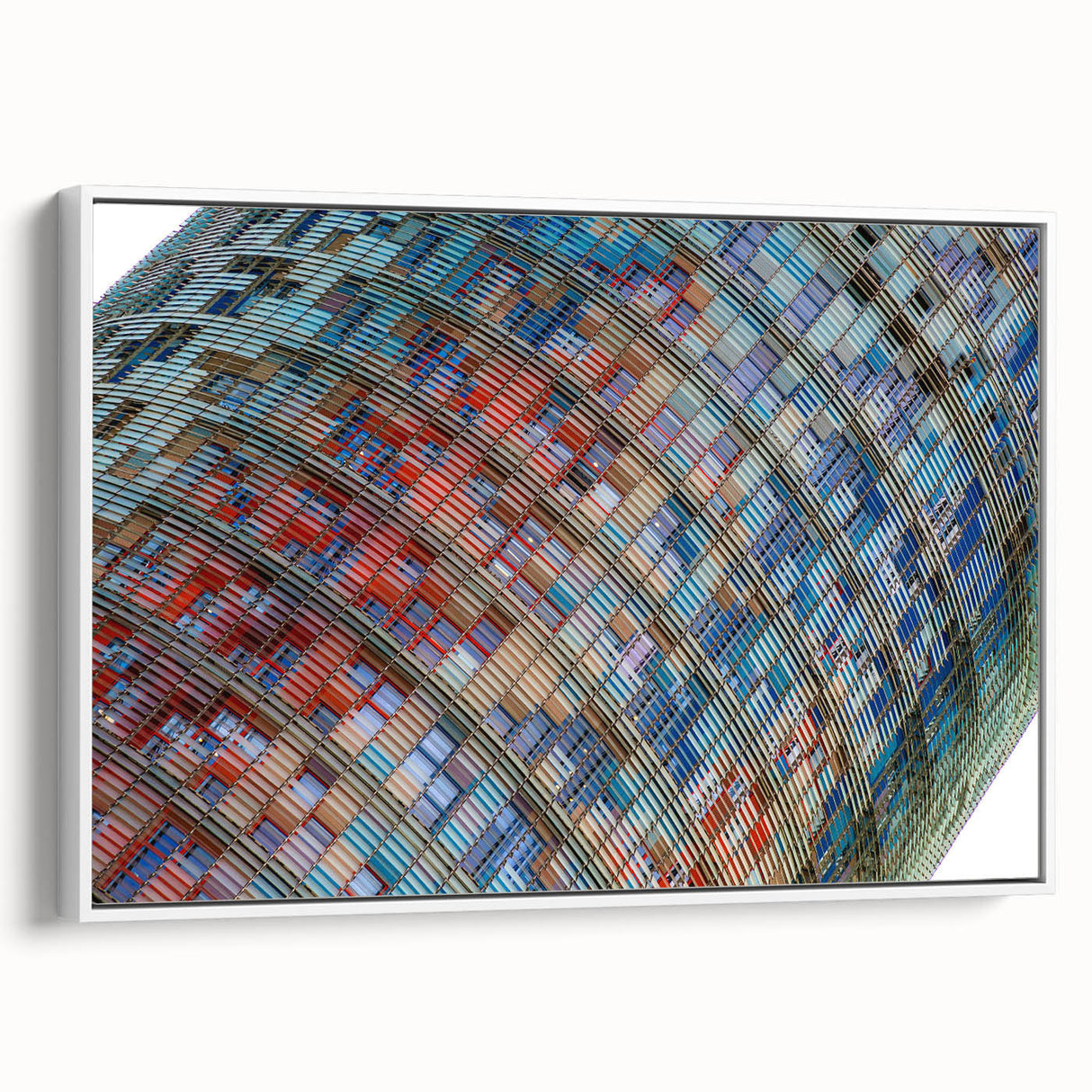 Vintage poster art of Barcelona with colorful accents on an extra large framed canvas, ideal for living room decor.