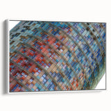Vintage poster art of Barcelona with colorful accents on an extra large framed canvas, ideal for living room decor.
