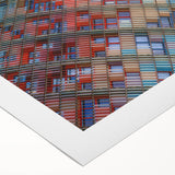 Art deco poster of Barcelona skyline on rolled canvas, featuring muted earth tones, ideal for dining room wall art.