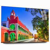 Large abstract wall art depicting a Yucatan scenery in muted earth tones on acrylic glass.