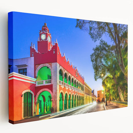 Large canvas print depicting the Yucatan scenery in vibrant green and blue tones, suitable for kitchen wall art.