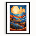 Extra large framed abstract print depicting colorful, textured scenery of a Middle Eastern landscape.